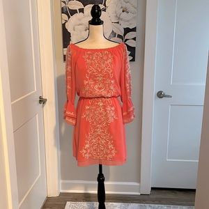 65. Beautiful coral White House Black market dress. Size M. EUC.